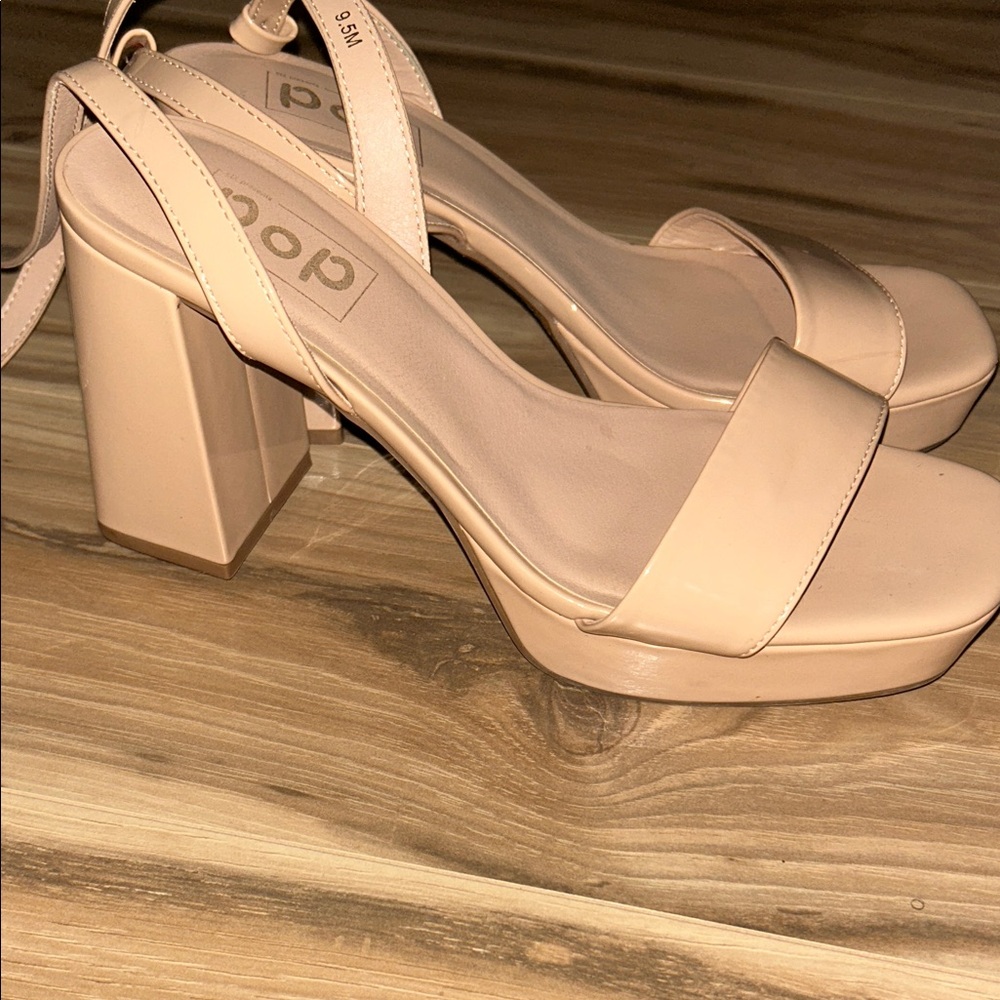 Pop Nude Platform Block Heels